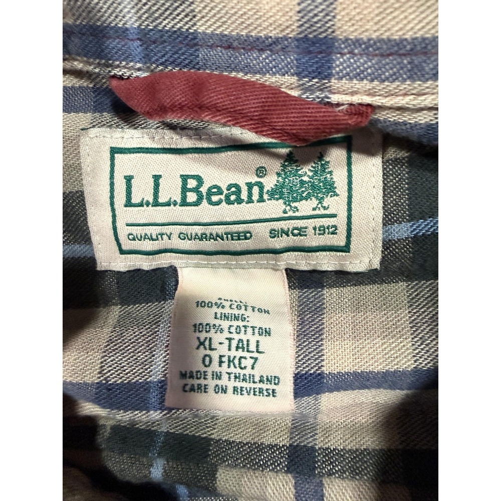 LL Bean Shirt Mens XLT Red Flannel Lined Twill Button Up Long Sleeve Cotton - Picture 6 of 7